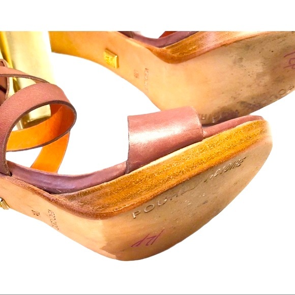 Pour La Victoria Mauve Leather Sandal Heels 9.5 - Picture 6 of 6
